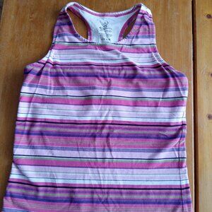 Ladies gently worn Sportex pink striped workout tank top size medium